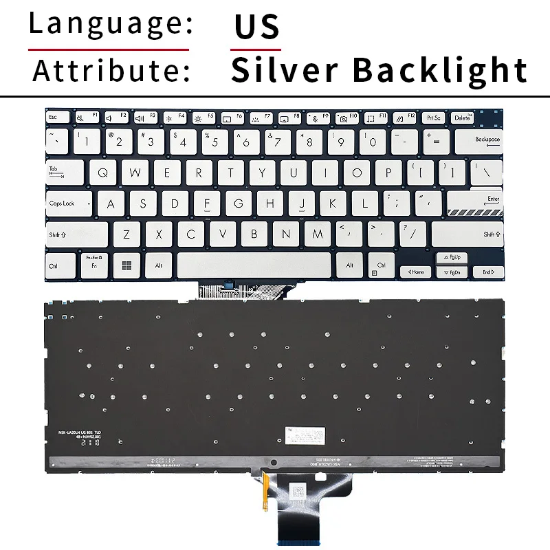 Фото Клавиатура US/RU для ASUS Pro14 M7400 M4700/QC/PC M7600 X7400 M3400 X7400 M3400 M3401Q X3400P K3400P, замена №5