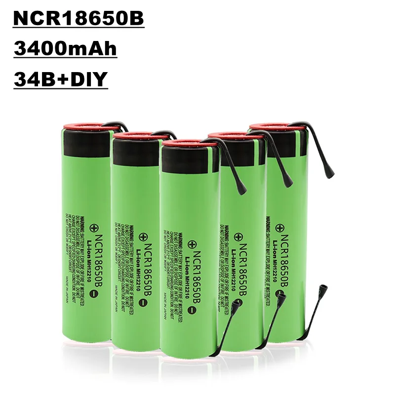 

Ncr18650b lithium ion rechargeable battery,34B, 3.7V, 3400mAh, suitable for power tools, razor lights,wireless microphones + DlY