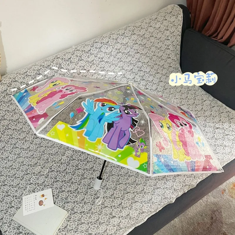 Полностью автоматический прозрачный складной зонт My Little Pony аниме Kawaii свежий