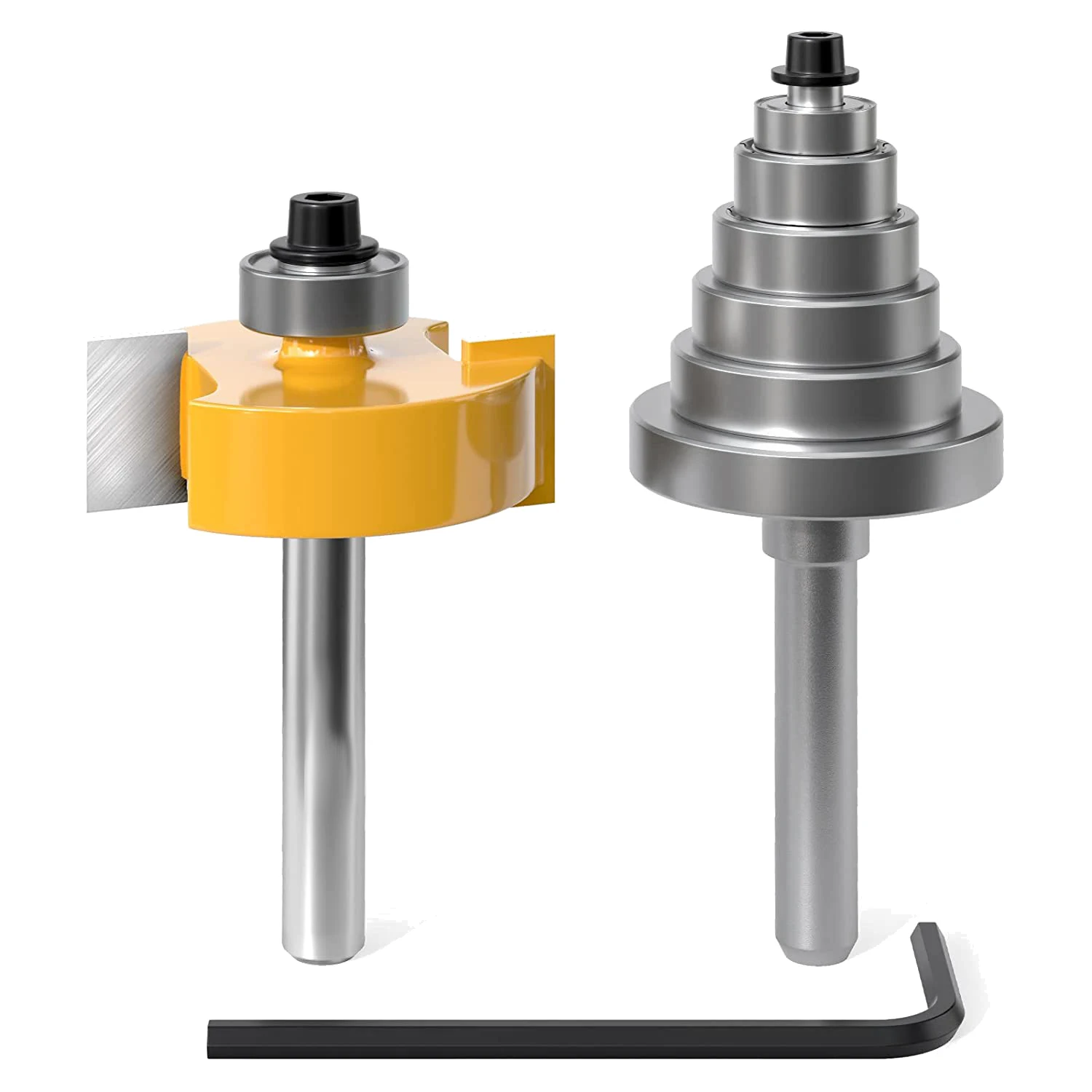 

1/4 Inch Shank Rabbet Router Bit with 6 Bearings Set Rabbeting Router Bit Adjustable Multi Depths Cutter