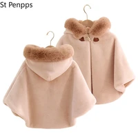 fur collar baby outwear top warm clothes 1 8y baby girl cloak faux fur winter infant toddler child clothes princess hooded cape