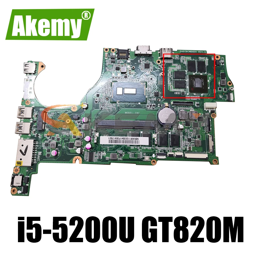 

For Acer TravelMate P446 P446-MG P446-M Laptop Motherboard DA0Z8CMB8D0 With i5-5200U CPU 4G-RAM GT820M 2G-GPU 100% Fully Tested