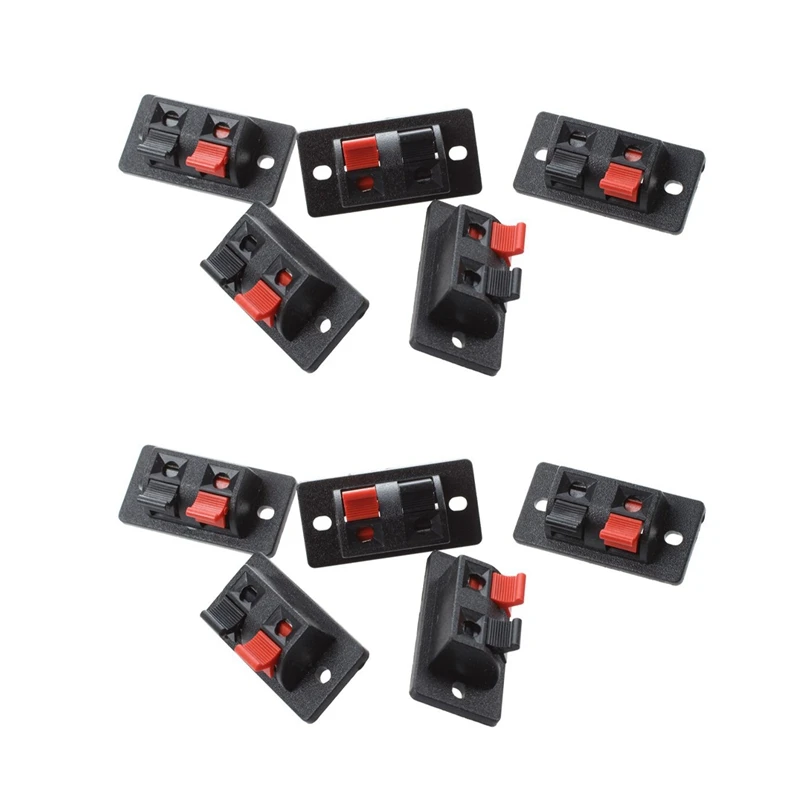 

10 Pcs Red Black Single Row 2 Positions Push In Jack Speaker Terminal