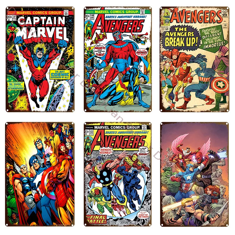 

Классический пленочный постер Марвел, металлическая пластина, жестяной знак, винтажные художественные наклейки «Муравей», «Железный челов...