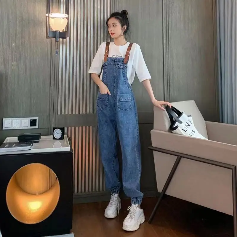 

Women Loose Denim Dress Ladies Bleached Holes Denim Dress Female Spaghetti Strap Ripped Vintage Denim Dresses