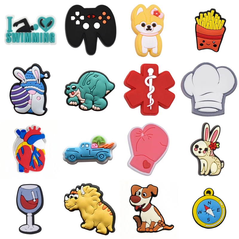 

1Pcs PVC Shoes Charms Accessories Boys Girls Party Gifts Garden Clog Buckle Pins Decorations Fit Croc Sandals Wristband