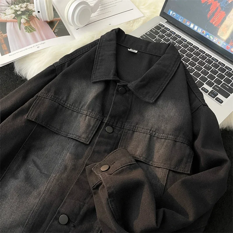 Джинсовая куртка унисекс с эффектом потертости модный универсальный кардиган