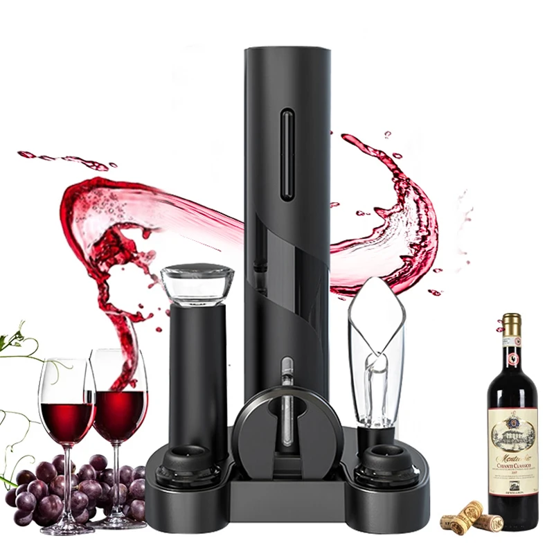 

Electric Wine Opener 6-in-1 Sparkling Openers with Base Automatic Corkscrew Suit for Home Use Jar Opener Kitchen Accessories