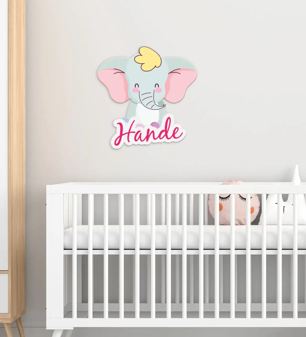 

Персонализированный дизайн с милым слоном для детской комнаты, деревянная стена тс-12