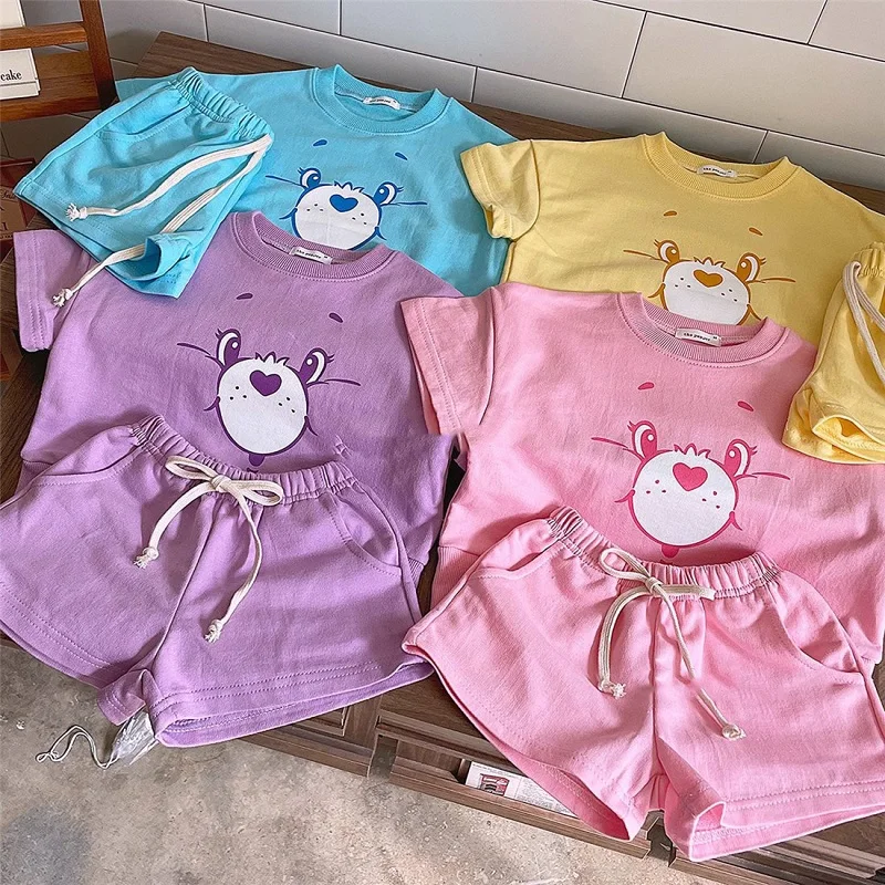 

Newborn Baby Clothes Children's Suits Girls Cartoon Printing Short Sleeve T-Shirts Boys Baby Casual Comfortable Summer Suits