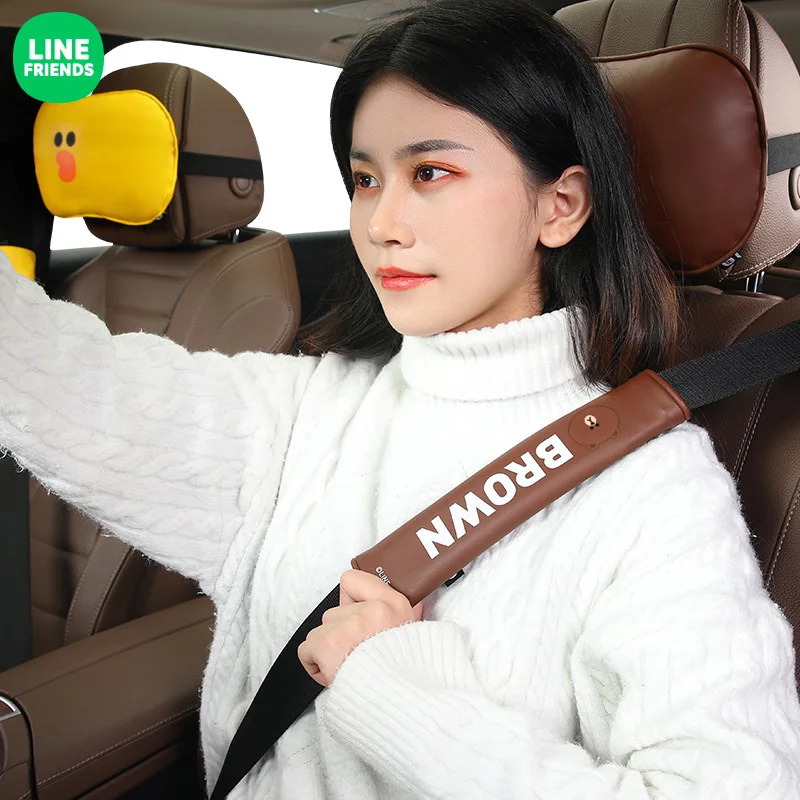 Автомобильная Кожаная подушка для спинки и поясницы Line Friends (1 шт.) | Электроника