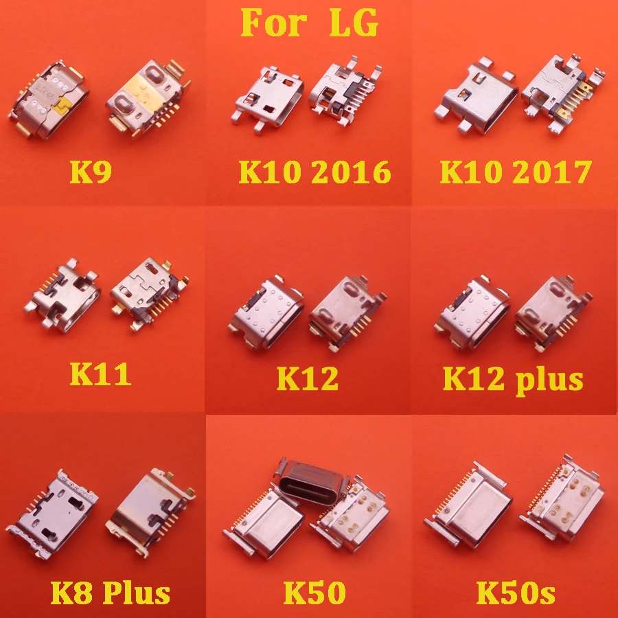 

100Pcs/Lot USB Charging Port Connector Charge Jack Socket Dock For LG K9 K11 K4 K10 2017 2016 K8 K12 Plus K50 K50s Q60