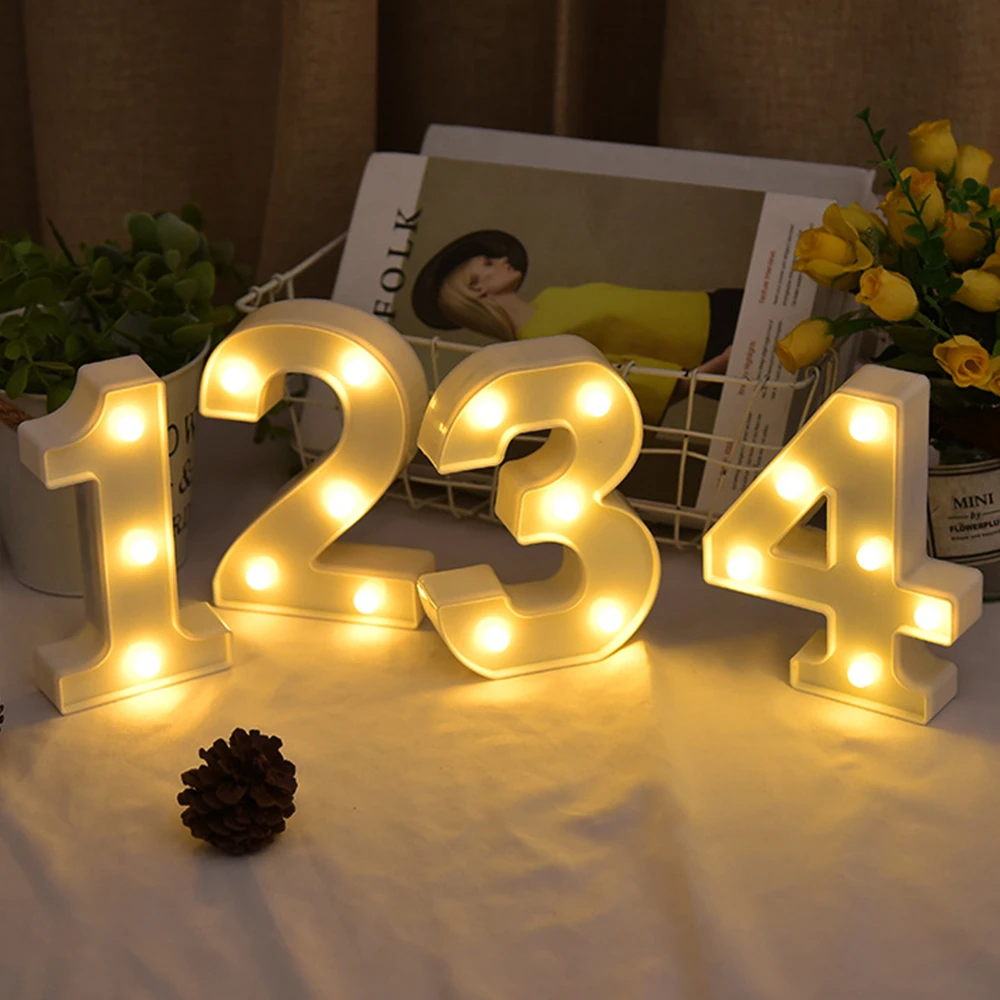 

Decorative LED Light Number 0-9 Lights Sign Battery Operated For Party Wedding Decor Birthday Christmas Home Bar Lamp Decoration