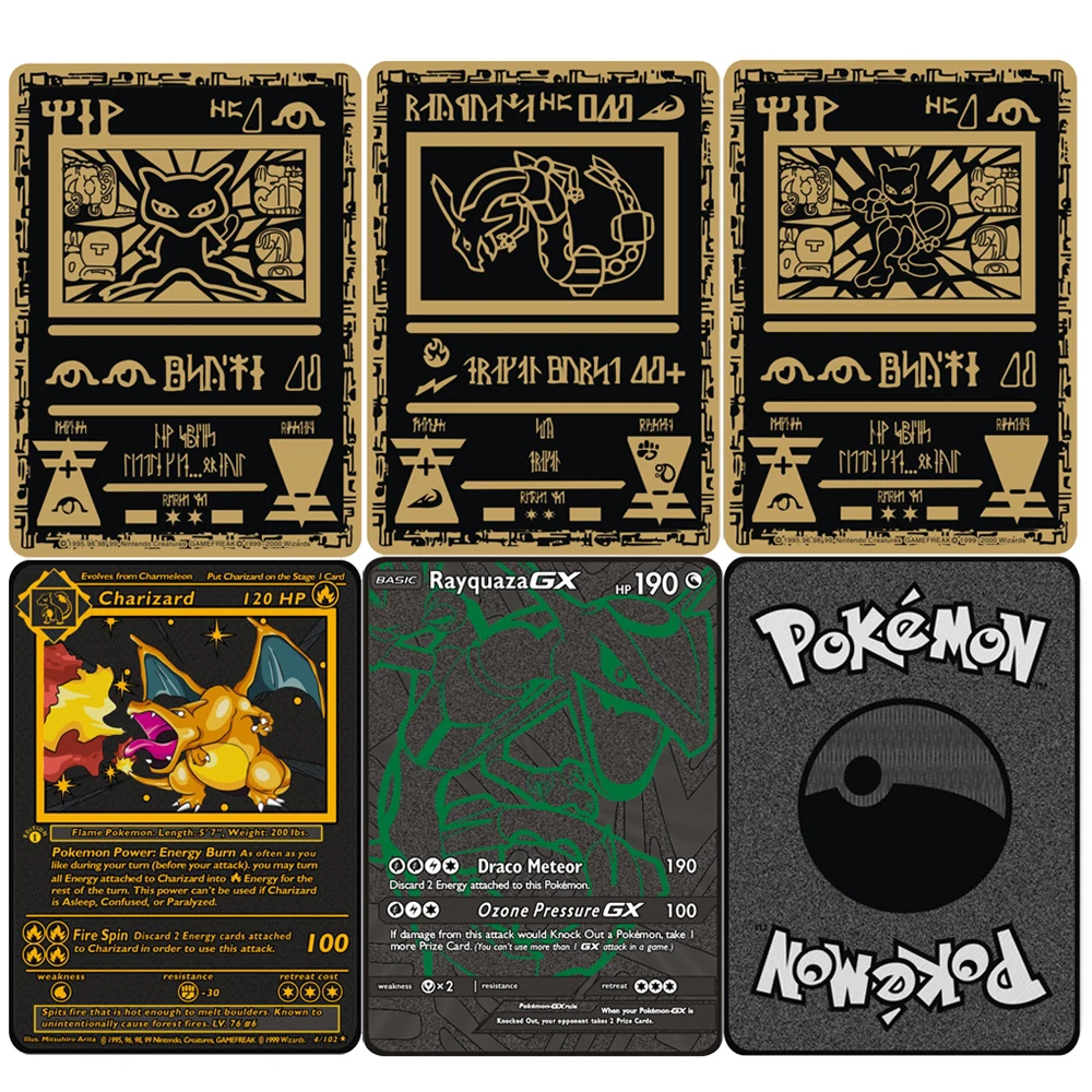 

Новые карты Pokemon Metal Pikachu Vmax английские карточки Arceus Charizard Vstar Black Gold Limited Kids Gift игровая коллекция карт