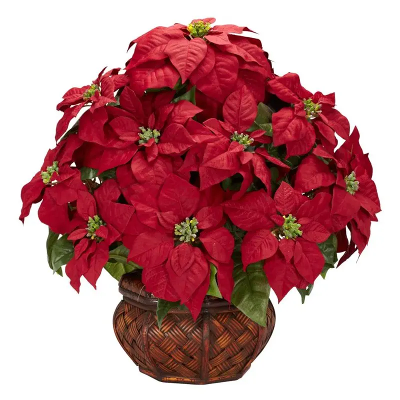

Artificial Red Poinsettia With Decorative Planter Artificial Flower Arrangement