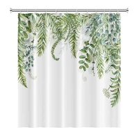 shower curtain for bathroom sage green tropical leaves plant bathroom set waterproof polyester fabric180x180cm with 12 hooks
