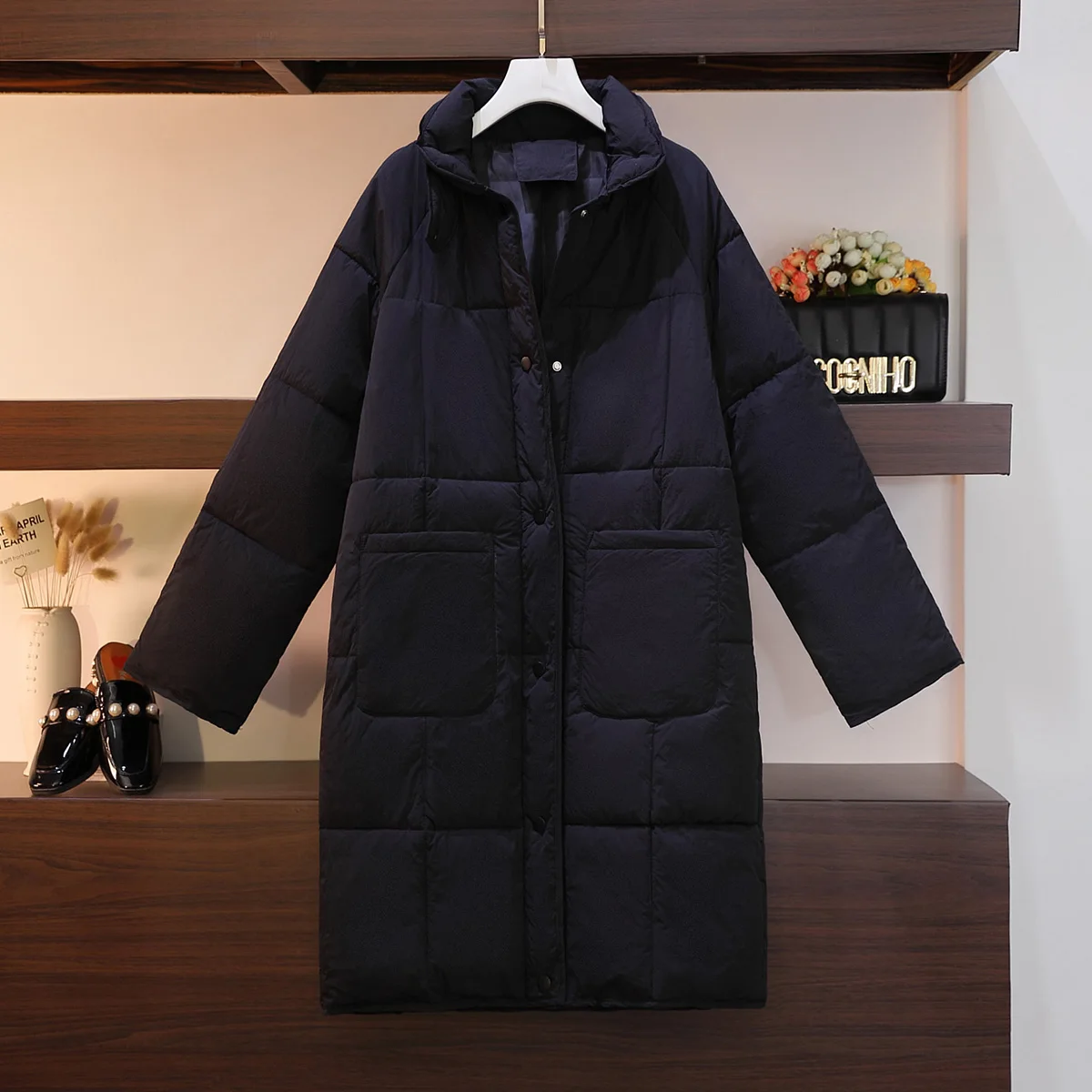 EHQAXIN 2022 Winter Women's Down Jackets Casual Loose Long Thick Cotton Jacket Wind Proof Button Warm Cardigan Coats M-4XL