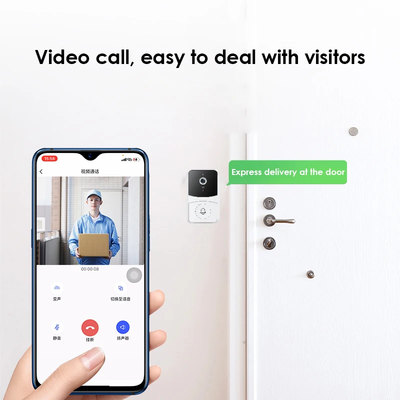 

Voice Change Electronic Cat Eye Monitoring Indoor Wireless Doorbell Type-c Tuya Wifi Doorbell For Home Monitor Door Phone Tuya
