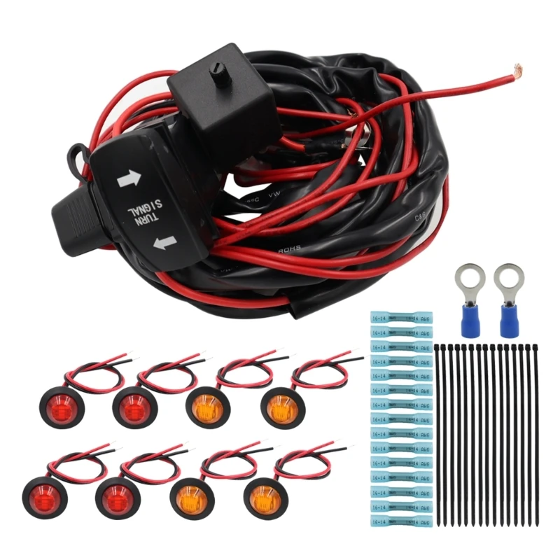 

12V ATV UTV Rocker Switch Turn Signal Street-Legal Kit Left & Right Signal Lamps J60F