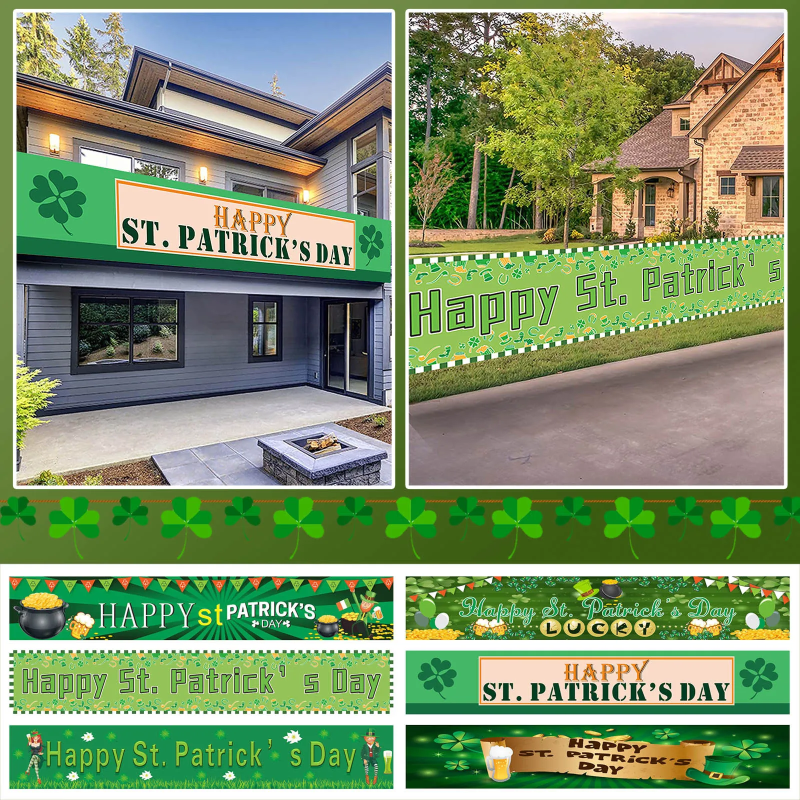 

Seasonal Garden Flags Set of 2 Holiday Irish Green Decoration Flag Patrick's Decoration St. Ring Flag Banner Home Decor