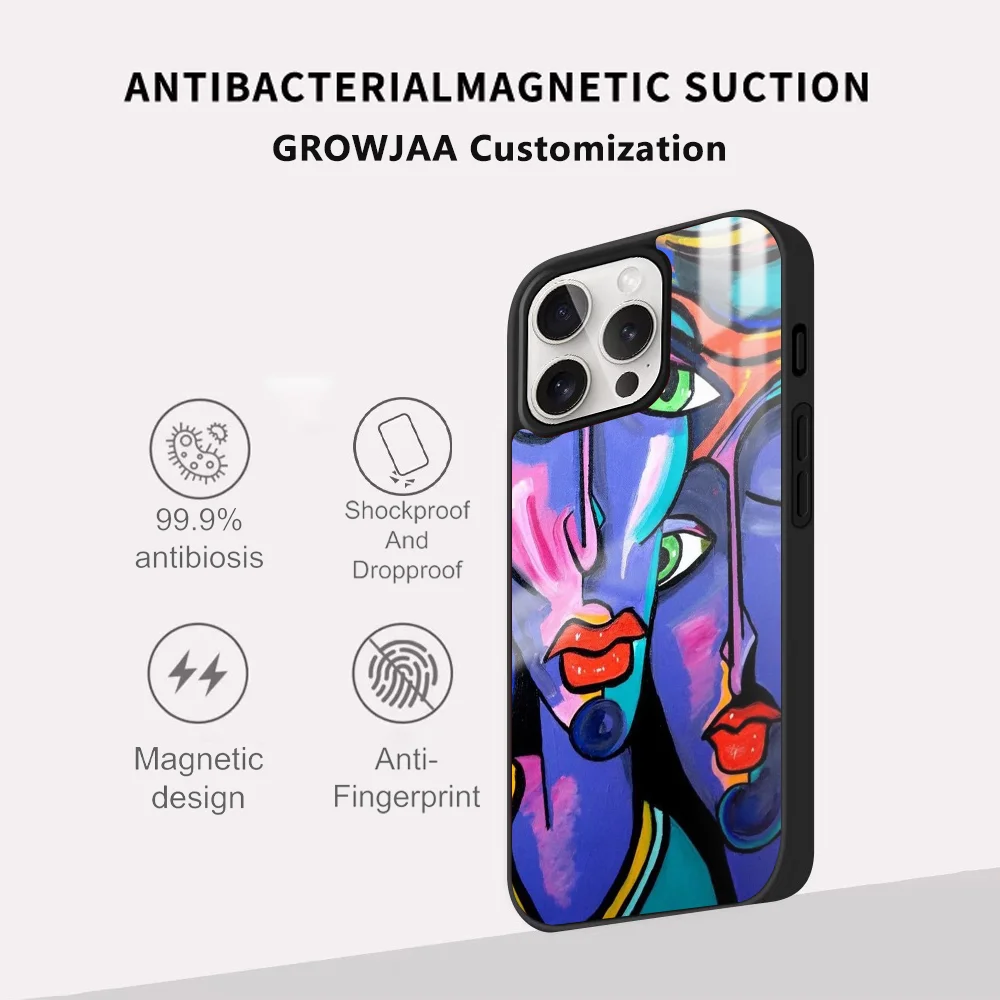 P-Pablo Picasso Weird Art Phone Case For IPhone 16 15 14 13 12 11 Pro Max Plus Mini Magsafe Mirror Wireless Magnetic Funda