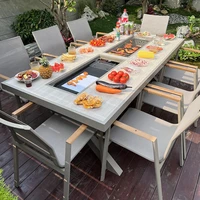barbecue table imitation wood grain chinese aluminum alloy outdoor electric baking carbon barbecue table