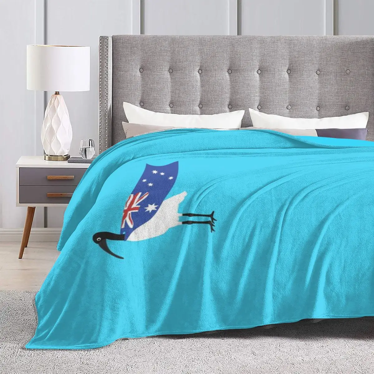 Флаг ко Дню Австралии Bin Chicken на синем ультрамягком одеяле из микрофлиса