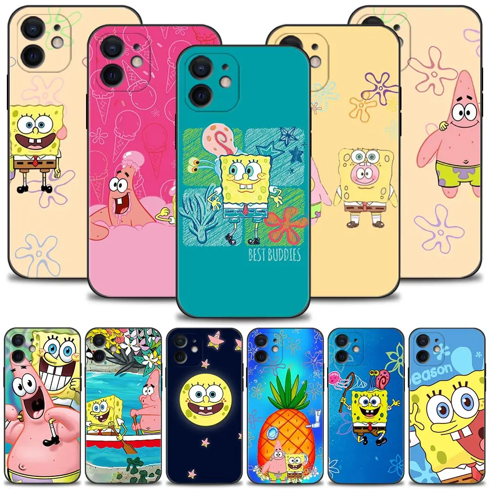 

SpongeBob Patrick Star Shoulder Couple Case For Apple iPhone 14 13 12 11 Pro Max Mini XS XR X 7 8 6 6S Plus 5 5S Silicone Shell