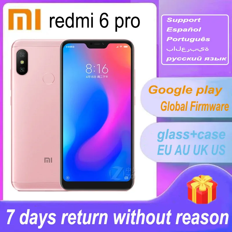 Najtaniej Xiaomi Redmi 6Pro Smartphone Globalne Oprogramowanie Telefon Komórkowy Smartphone 1080X2280 Pikseli Snapdragon 625 4000 MAh