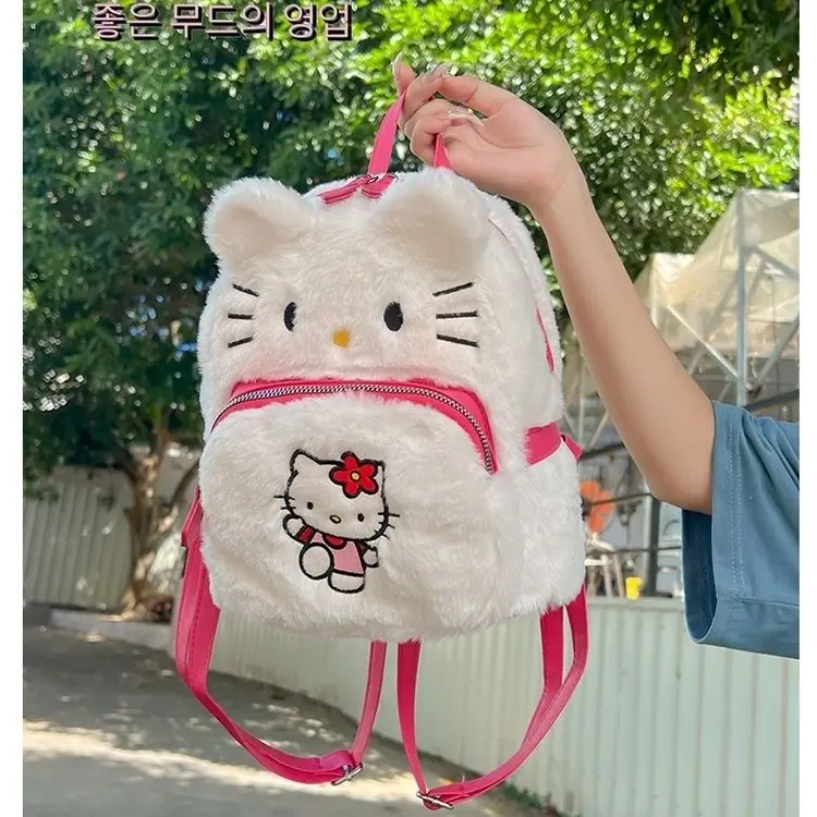 

Sanrio Kawaii Cute Hello Kitty Plush Pom Pom Purin Backpack 2022 New Women's Backpack Kuromi Cartoon Bag Girls' Leisure Backpack