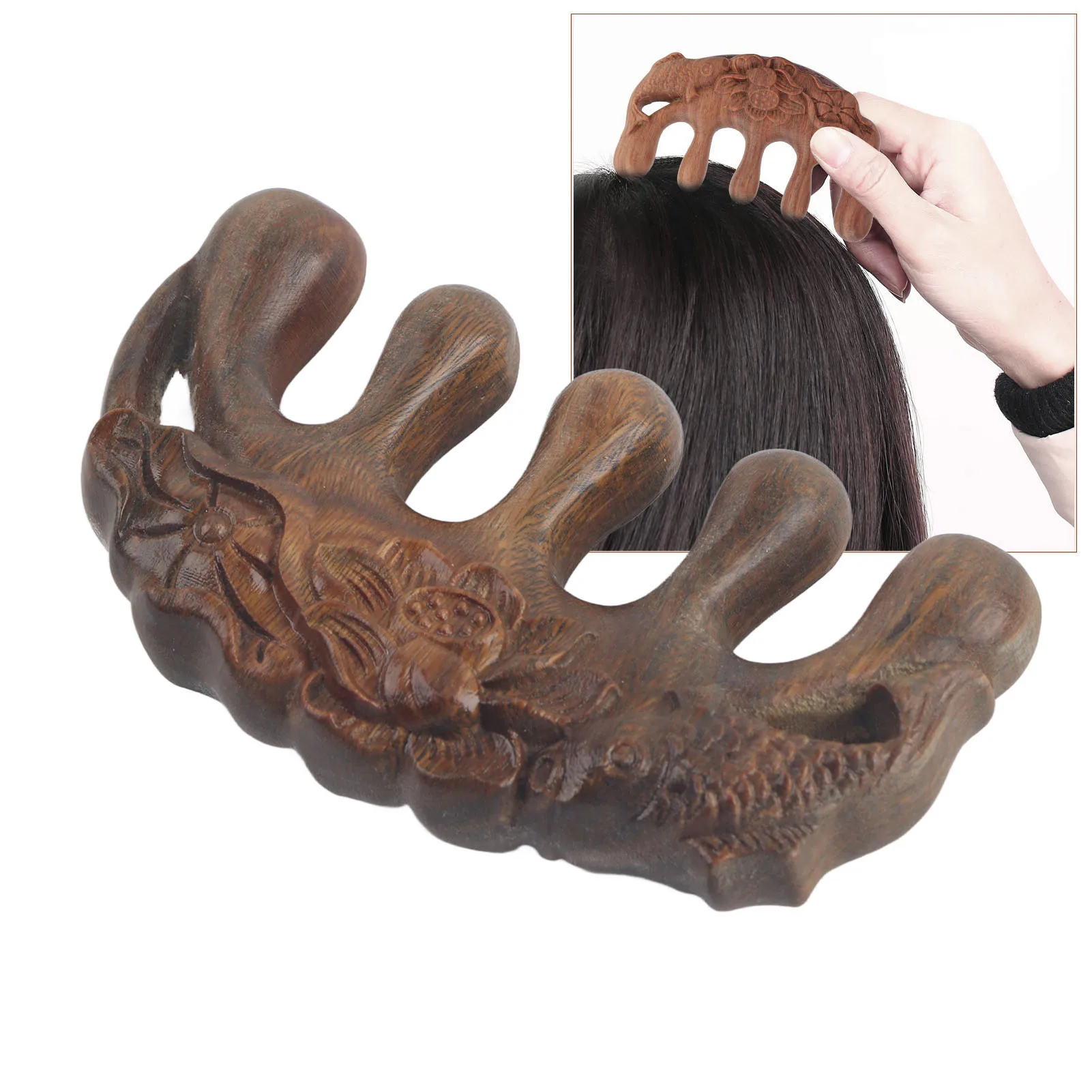 Деревянная Бриллиантовая Массажная расческа для волос зеленая сандаловая