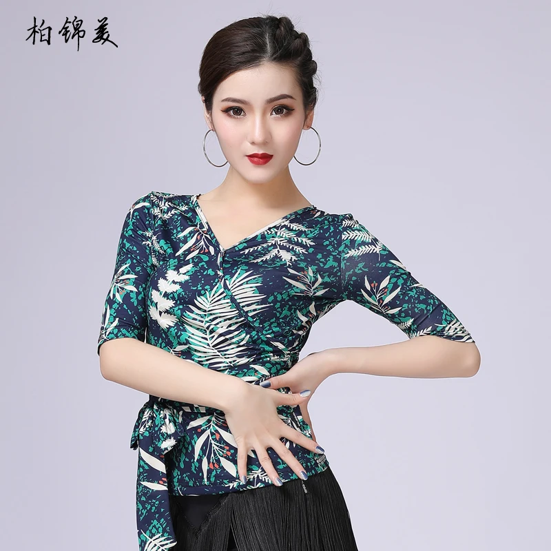 Топ женский для латиноамериканских танцев одежда взрослых с рукавом средней