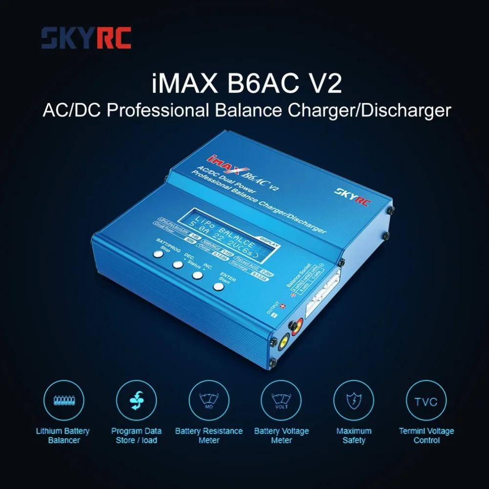 SKYRC iMAX B6AC V2 6A 50W AC/DC Lipo NiMH Pb Balance Charger/Discharger with Adapter LCD Display for RC Car Drone Helicopter enlarge