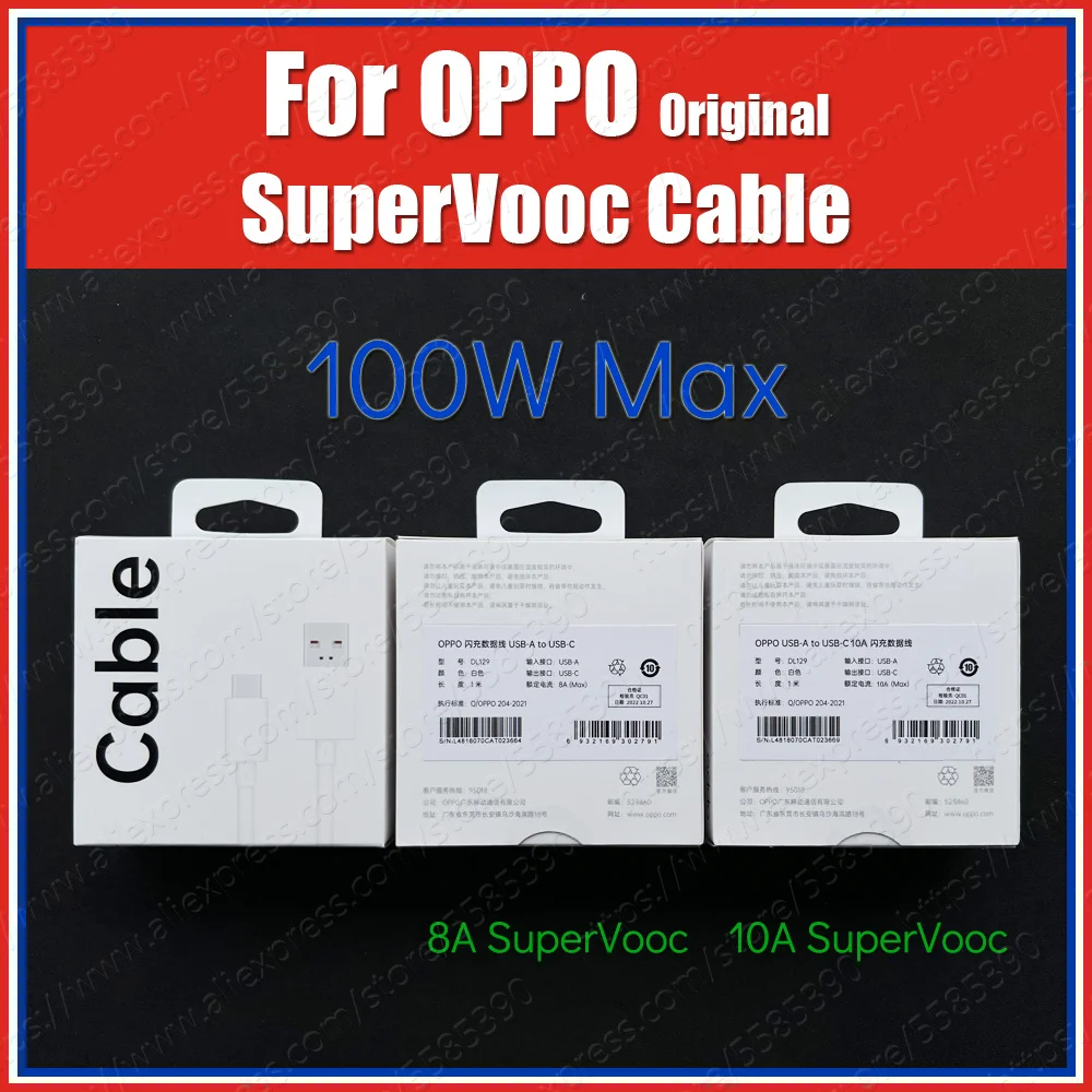 DL129 10A 8A оригинальный OPPO SuperVooc USB A к USB Type C Дата-кабель 100 Вт 80 Вт 65 Вт 67 Вт 44 Вт 33 Вт Быстрый зарядный кабель
