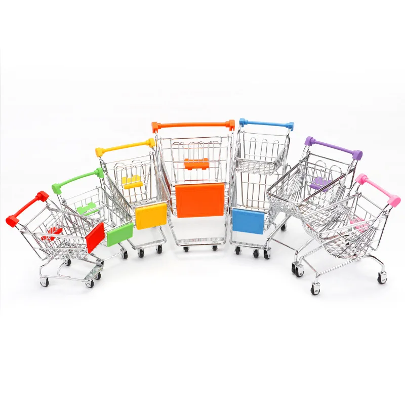 11.5x8.5x12cmMetal Mini Shopping Cart Craft Furnishings Mini Cart Toy Car Home Decoration Simulation Home Decoration Accessories