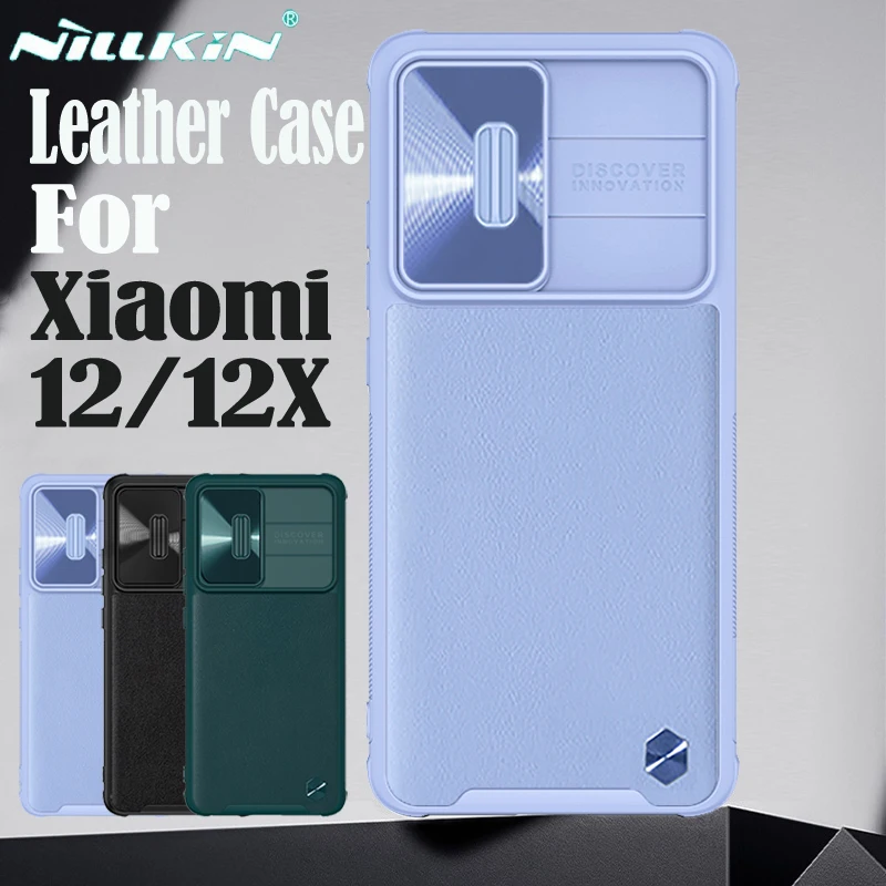 

Slide Camera Case For Xiaomi Mi 12 12X NILLKIN CamShield Leather Case Lens Privacy Protection Phone Back Cover For Xiaomi Mi 12S