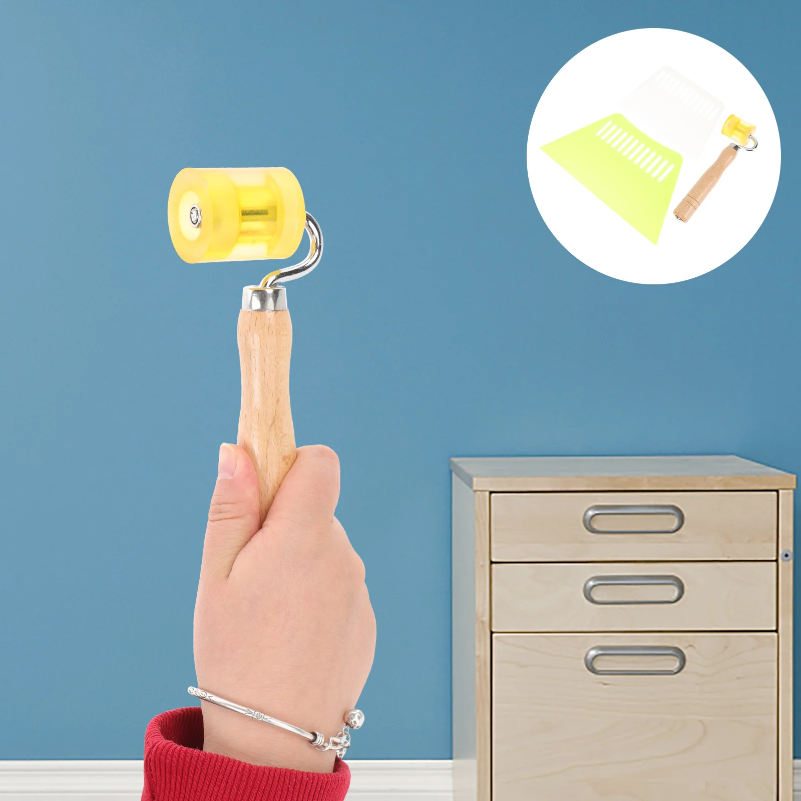 

1 Set of Portable Practical Reusable Wallpaper Seam Roller Wallpaper Tools Wallpaper Scraper for Home