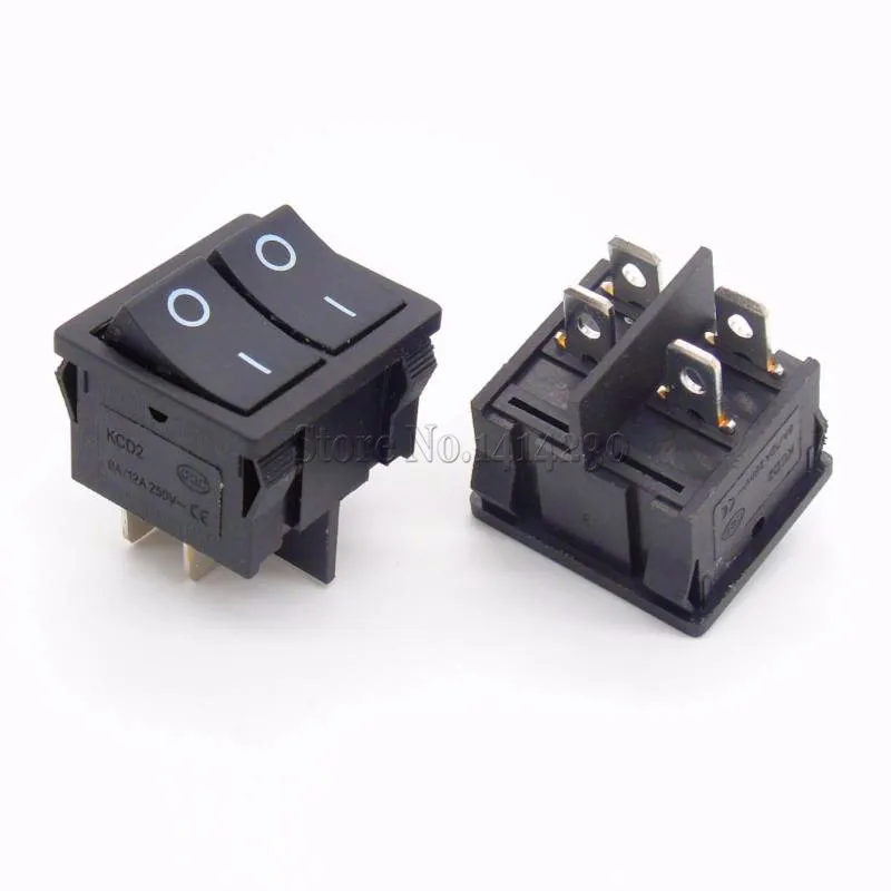 

10Pcs KCD2 21x24mm 21*24mm Black Rocker Switches Two-Way Switch 4 Pin 2 Position 6A/12A 250VAC ON-OFF