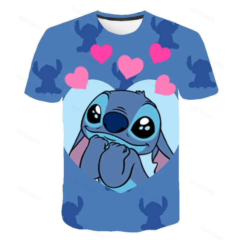 

Boys And Girls Stitch T-Shirts Kids Cute Cartoon Short Sleeve Tops Tees Children Fashion Casual 1-14 Years Old T Shirts Clothing