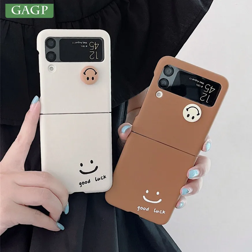 For Samsung Z Flip 3 5 Case Cute Funny Smiley Phone Case For Samsung Galaxy Z Flip 3 4 Flip4 5G Skin Feel Protective Back Cover