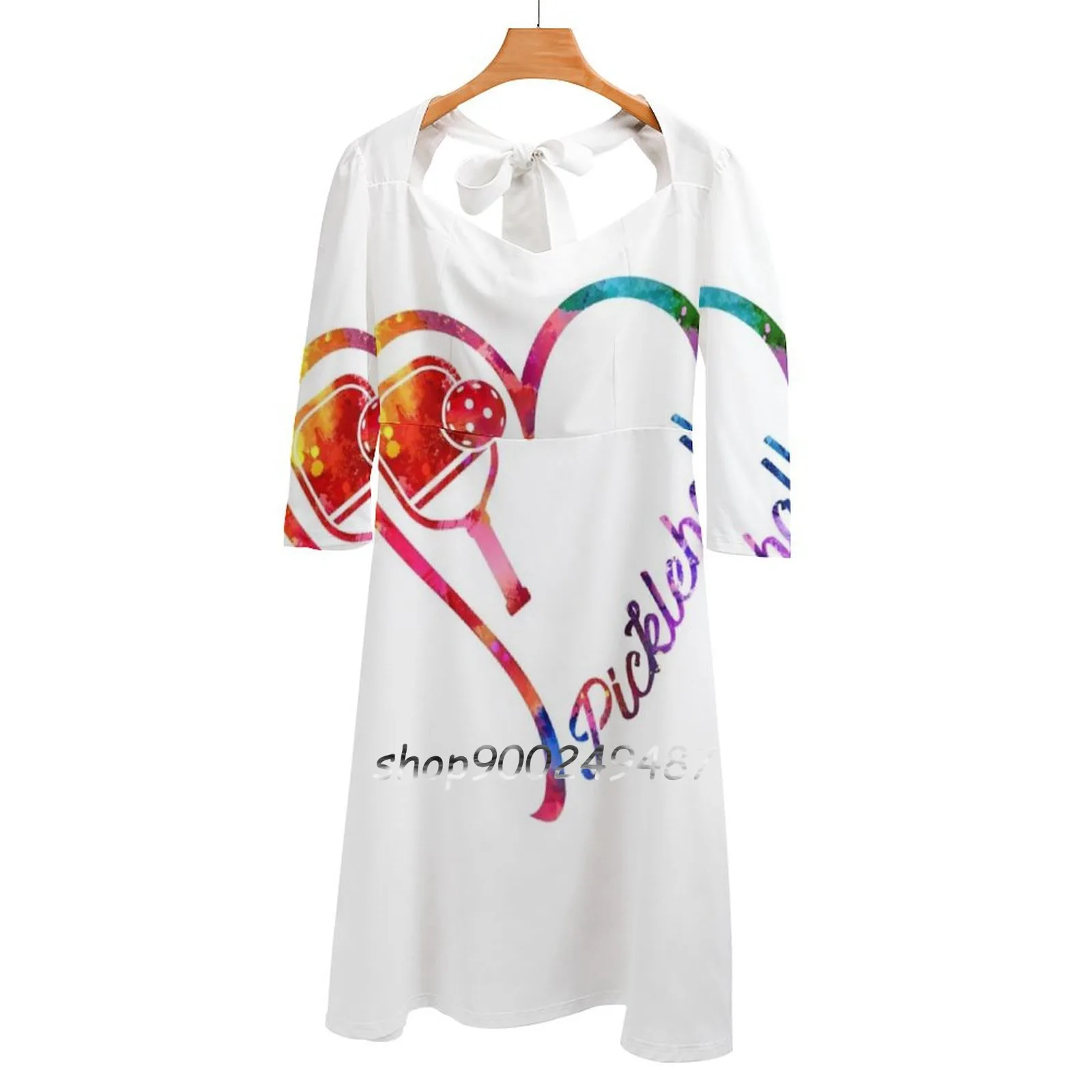 

Платье-колокол с квадратным вырезом, с принтом