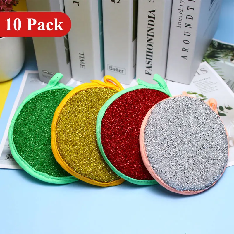 

10Pcs Double Side Dishwashing Sponge Kitchen Tableware Dishwashing Brush Pan Pot Dish Cleaning Sponge Household Cleaning Tools