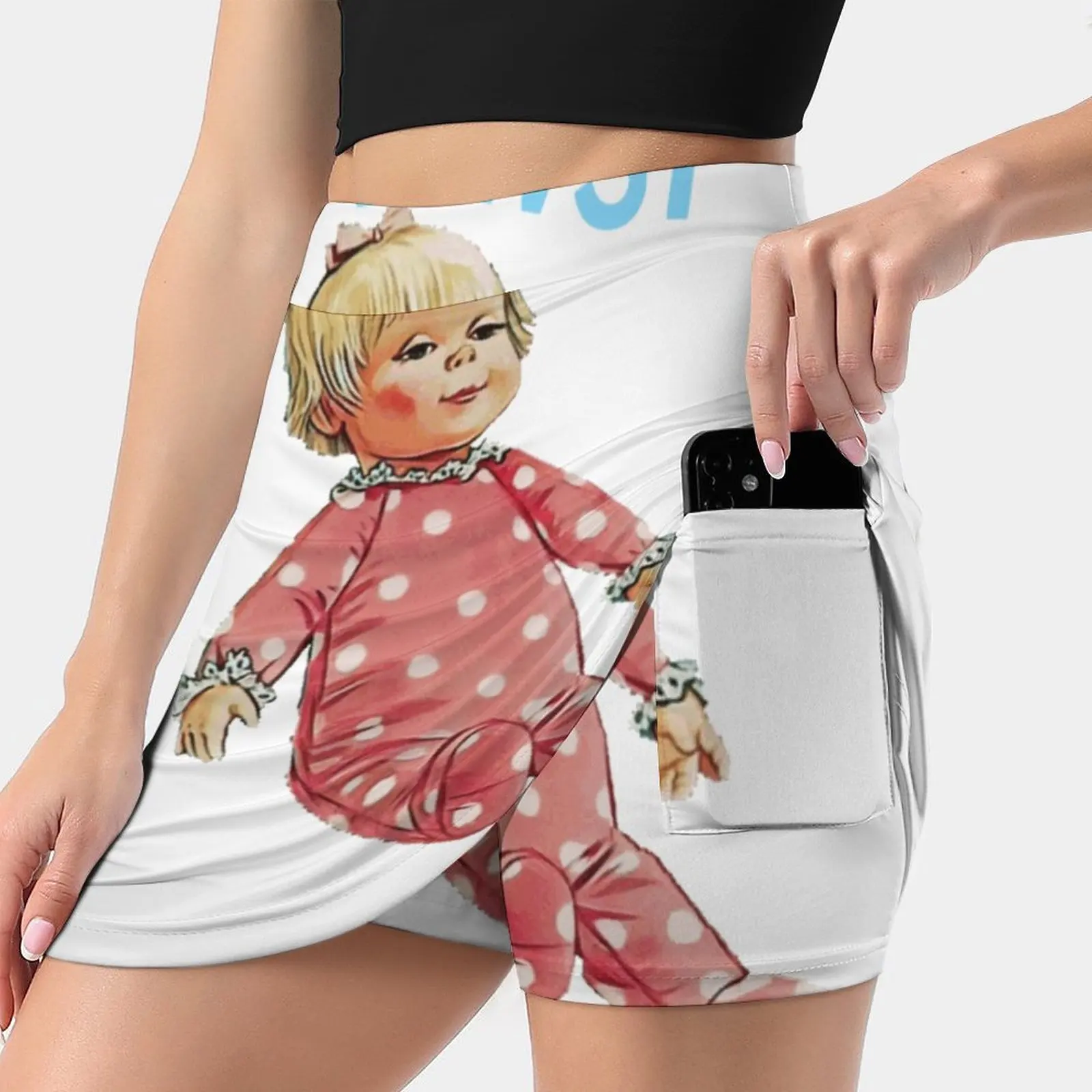 Drowsy Doll Summer Women'Sshorts Skirt 2 In 1 Fitness Yoga Skirt Tennis Skirts Drowsy Doll 70S 1970S Pink While Cute Baby