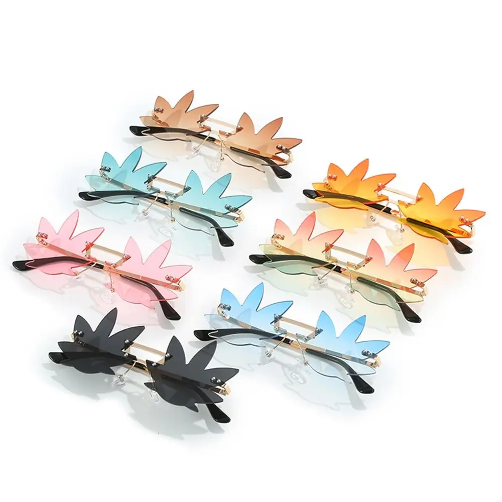 

Уличные декоративные солнцезащитные очки без оправы в Форме Кленового Листа солнцезащитные очки для женщин солнцезащитные очки