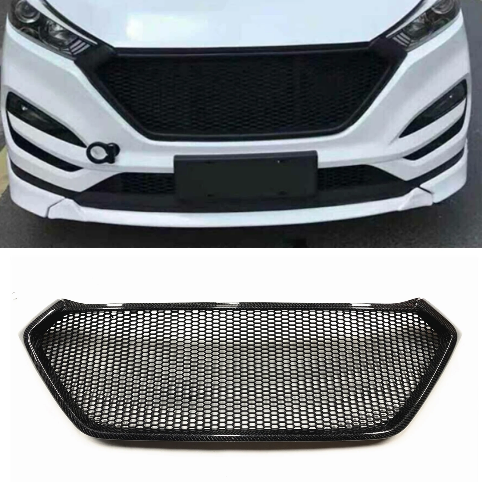 

Front Racing Grills Grille Car Upper Replacement Bumper Hood Mesh For Hyundai Tucson 2016 2017 2018