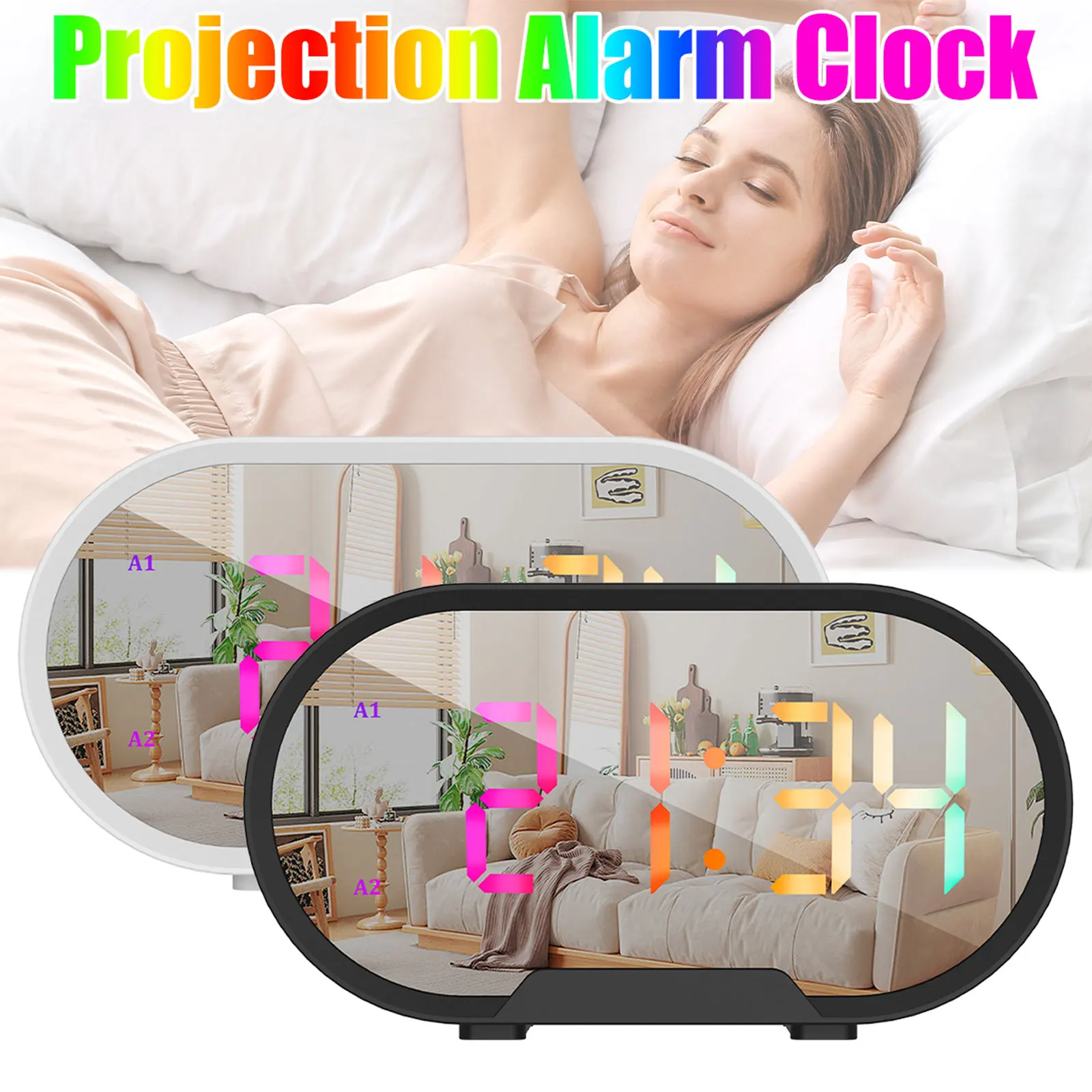 With Mirror Surface Adjustable Brightness And Volume Led Mirror Electronic Clocks With Snooze Portable Rgb