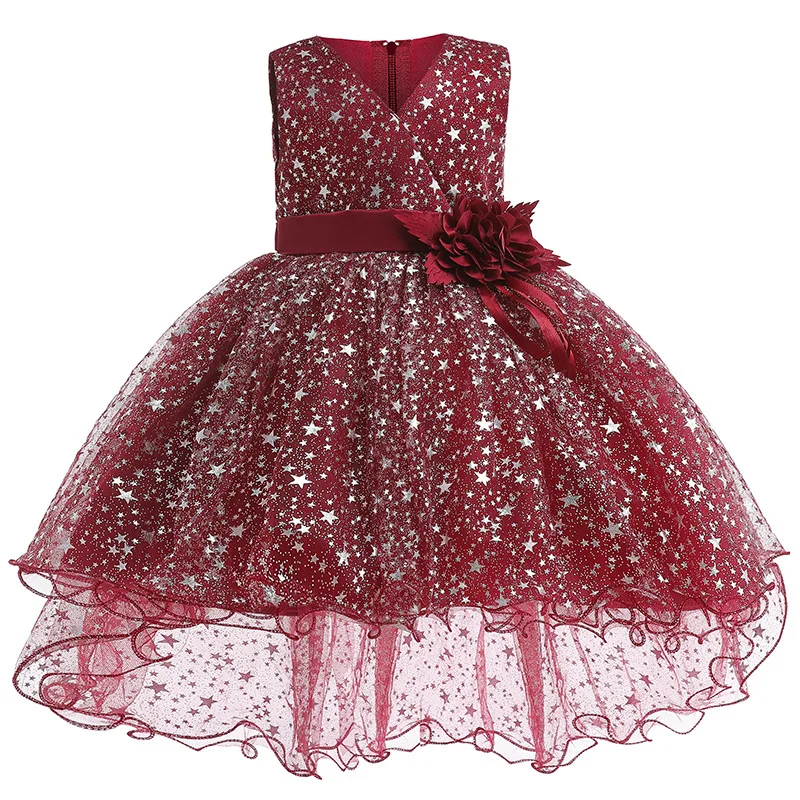 

New Sequins Baby Girls Dress Summer Mesh Fashion Princess Christmas Dress Birthday Gift 1 2 3 4 5 Years Old Kids Clothes 2022
