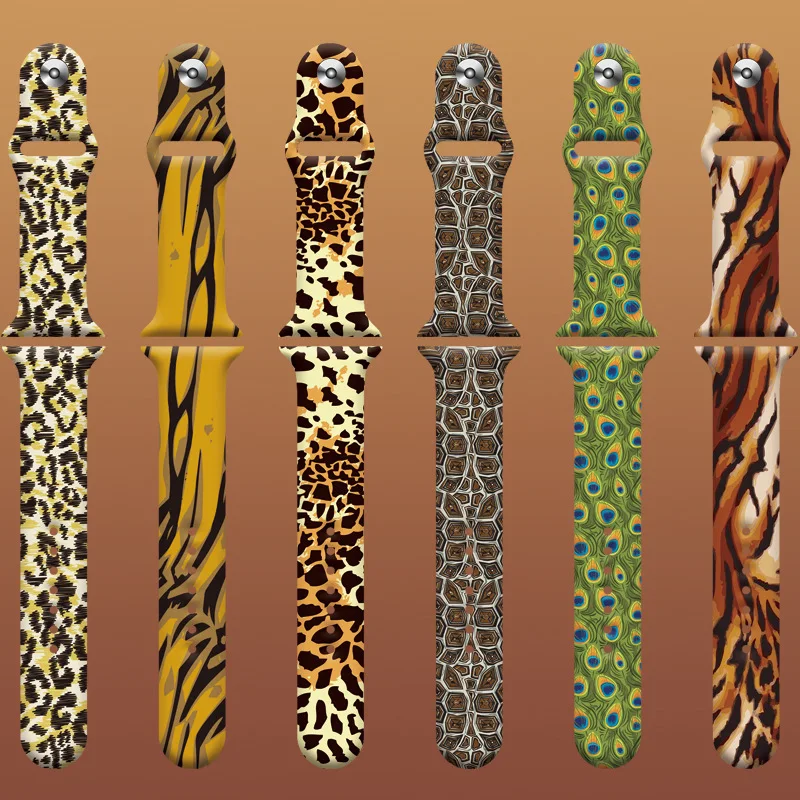 Print Belt Silicone Strap Solo Loop For Apple Watch Band 49mm 44mm 8 SE 7 6 5 4 3 Strap 42mm 38 45mm 41mm Animal Bracelet iWatch