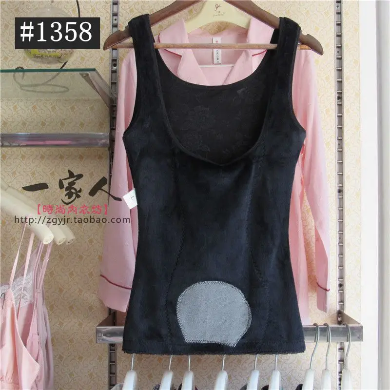 Autumn and Winter Thickened Fleece-lined Warm Vest Women Body Shaping Top Cold-Proof Bottoming Shirt Plus size Tight Push-up ...