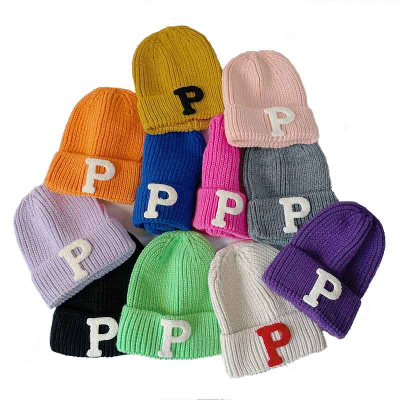 

Beanie Hat Unisex Hat Keep warm letter P Set head cap Winter hat Casual Beanie Hip-hop Knitted Winter Hat Ski Beanie Hat